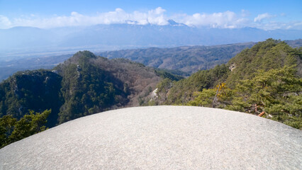 山梨の昇仙峡の羅漢寺山、弥三郎岳の大岩と昇仙峡周辺の山