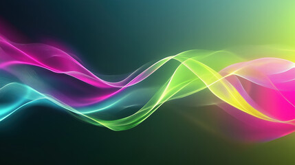 Naklejka premium Abstract 3D Flowing Liquid-Like Wave Textures in Magenta, Lime Green, and Cyan Gradient