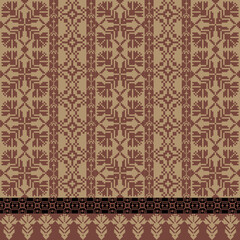 Art Abstract with Pixel Art Designs. Traditional Cross Stitch needlework. Geometric Ethnic Pattern, Embroidery, Textile Ornamental, Fabric, Hand Stitch Pattern, Cultural Stitching Pixel Art