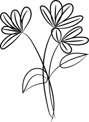 Hand drawn flat design simple flower outline
