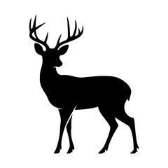 Fototapeta premium Deer black silhouette vector art illustration| Reindeer silhouette vector art illustration design 