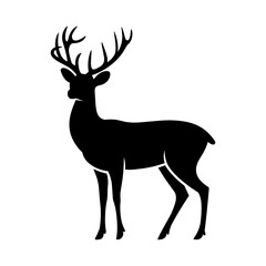 Obraz premium Deer black silhouette vector art illustration| Reindeer silhouette vector art illustration design 