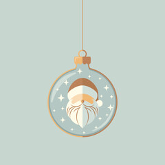 Minimalistyczny wzór bożonarodzeniowej kartki z Świętym Mikołajem i małymi gwiazdkami w nowoczesnym i eleganckim stylu. © Monika