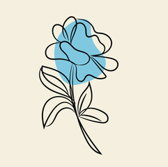 Hand drawn flat design simple flower outline