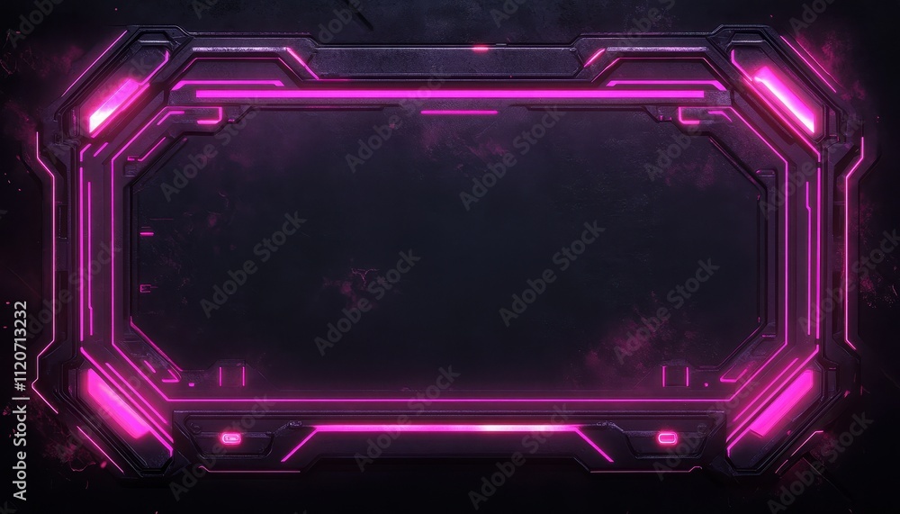 Aufkleber futuristic pink neon frame abstract design