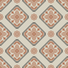 Art Abstract with Pixel Art Designs. Traditional Cross Stitch needlework. Geometric Ethnic Pattern, Embroidery, Textile Ornamental, Fabric, Hand Stitch Pattern, Cultural Stitching Pixel Art