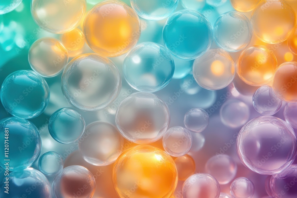 Poster abstract image of colorful translucent spheres
