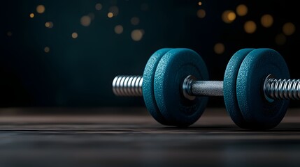 Igniting Strength: A Dumbbell Resting on a Table with a Softly Glowing Background. Stress Awareness Day Concept