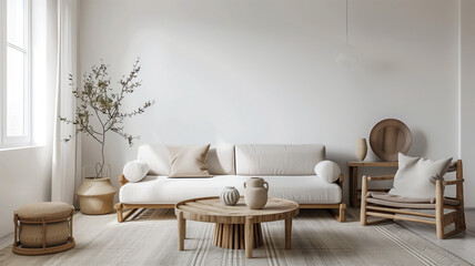Scandinavian Serenity Immerse Yourself in Minimalist Modern Living Room Interior, Infused with Scandinavian Style, 3D Render