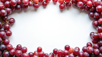 Fresh Red Grapes Frame on White Background Photograph - Perfect for Food and Beverage Design Use