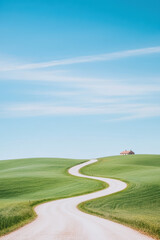 Obraz premium Winding Road Through Green Fields
