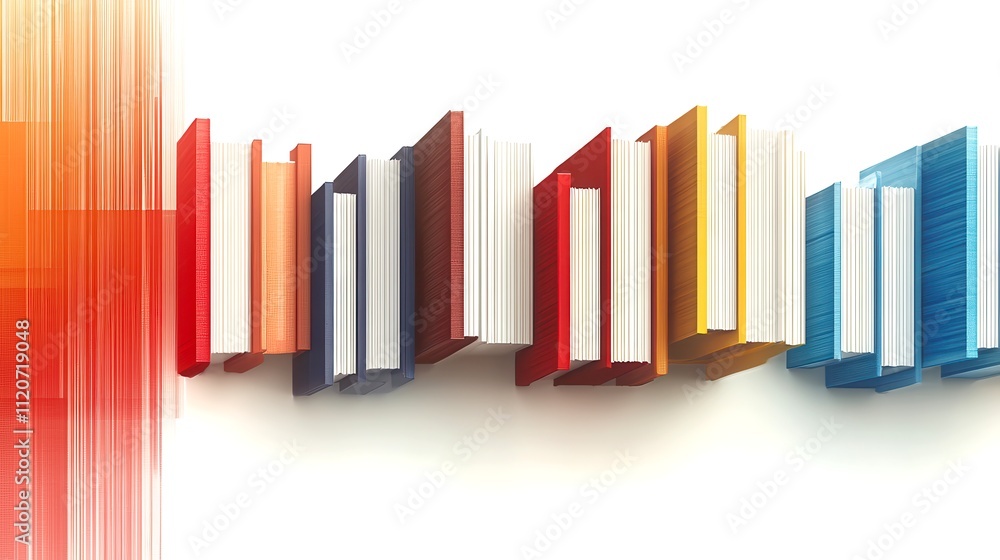 Poster colorful bookshelf display with various book covers and textures