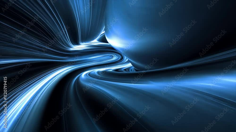 Poster mesmerizing abstract design featuring swirling blue light and dynamic motion, creating sense of dept