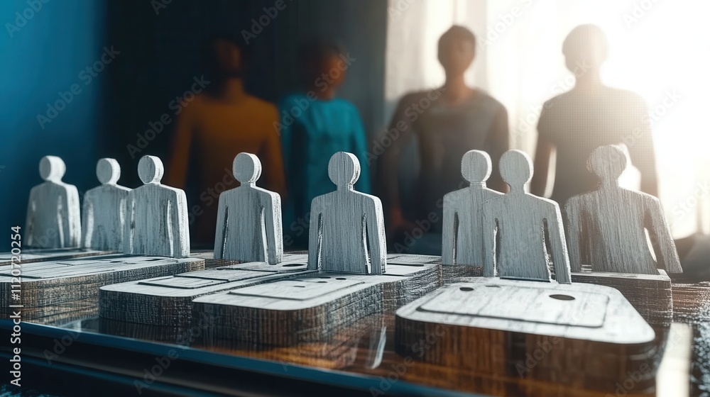 Poster human figures in artistic display with unique design elements