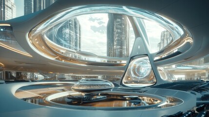 Fototapeta premium Futuristic Cityscape Interior Design