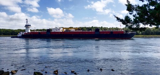 Ship traversing the Cape Cod Canal