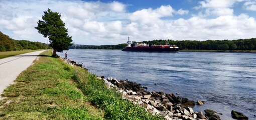 Boat by the Sagamore bridge in Massachusetts 