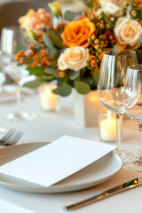 Fototapeta premium Elegant Place Setting with Blank Menu Card 