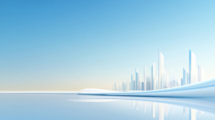 Fototapeta premium Futuristic Cityscape with Reflective Water