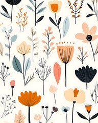 Fototapeta premium Creative 2D Doodle Floral Illustrations Text Space for Versatile Designs, Greeting Cards, Invitations