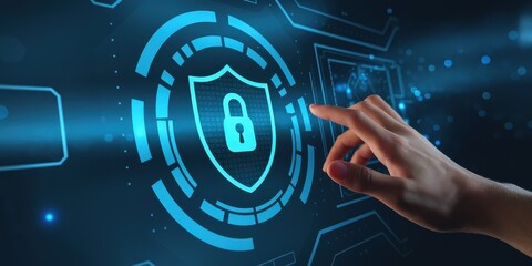 Futuristic Cyber Security Concept with Shield Icon