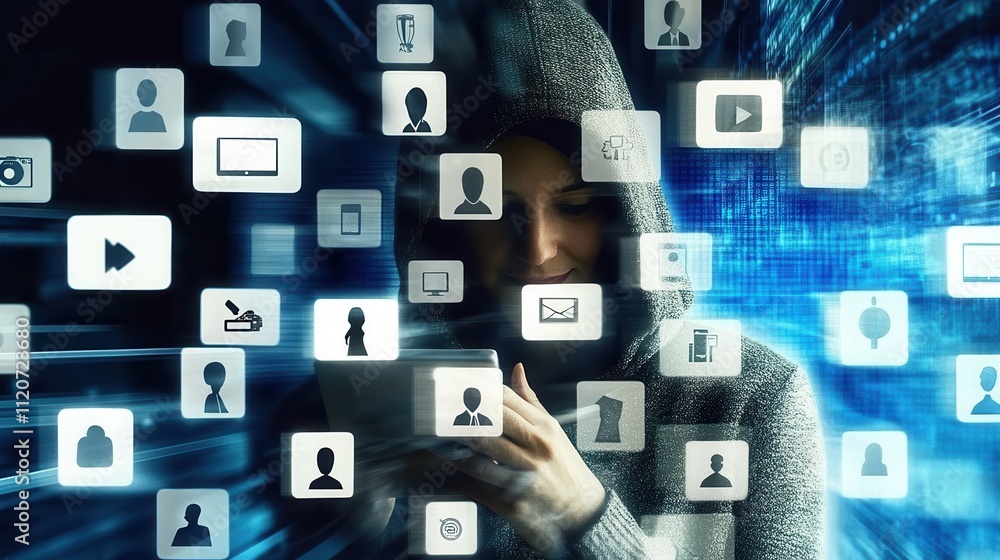Poster digital interaction user engagement technology cybersecurity social media communication data privacy