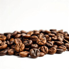 Fototapeta premium Close-up of aromatic brown coffee beans, showcasing texture and quality for coffee lovers