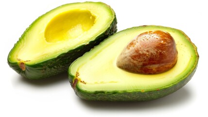 Lifelike photo of a sliced ripe avocado with seed
