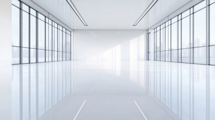 Fototapeta premium Modern Empty Office with Large Windows