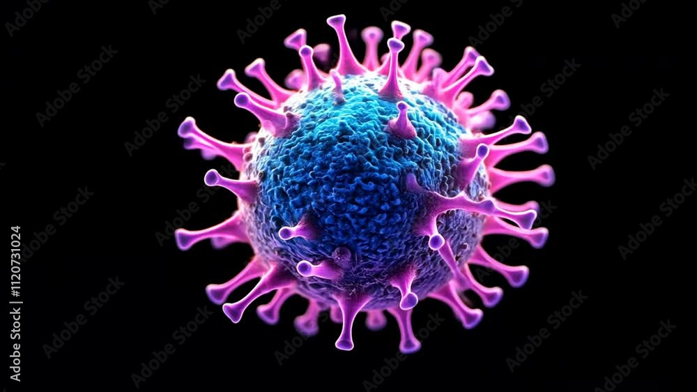 Aufkleber colorful 3d rendering of virus structure and spikes scientific exploration of microscopic pathogens 