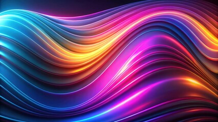 Obraz premium Abstract neon background with fantastic curvy shape, layers and folds , render, ultraviolet, modern, wallpaper