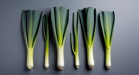 Leek vegetable on Gray background design
