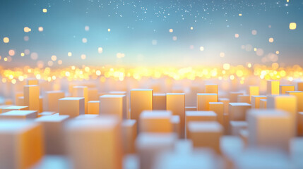 Obraz premium Golden Cubes in a Futuristic Landscape