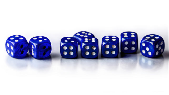 blue dice with numbers