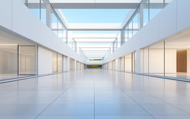 Obraz premium Modern Office Corridor with Natural Light
