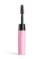 Obraz premium mascara for eyelashes pink, imitation eyelash bottle container, cosmetic makeup, on white background.