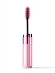 Obraz premium mascara for eyelashes pink, imitation eyelash bottle container, cosmetic makeup, on white background.