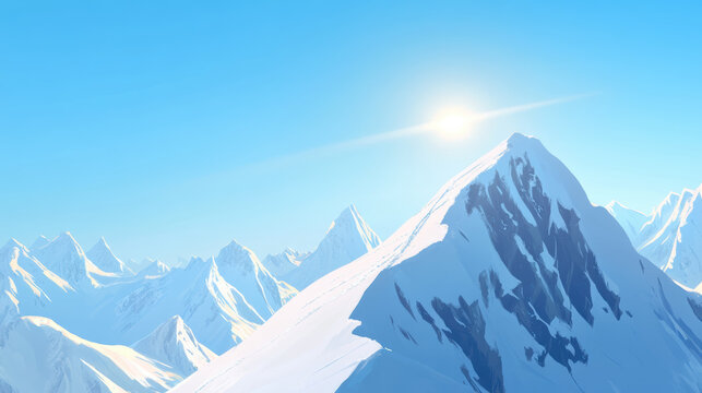Sunny Day in the Snowy Mountains