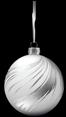 silver christmas ball decoration isolated on PNG background 
