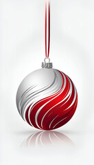 silver and red  christmas tree decoration ball isolated on white background 
