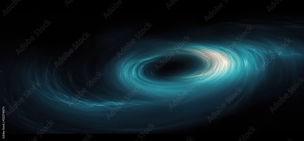 Poster abstract teal black gradient glowing light minimalist circular patterns ethereal atmosphere