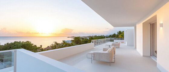 Modern Oceanfront Penthouse at Sunset