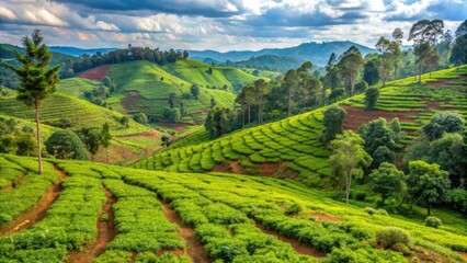 Obraz premium Deforestation in Uganda for tea plantations , Uganda, deforestation, tea, plantations, agriculture