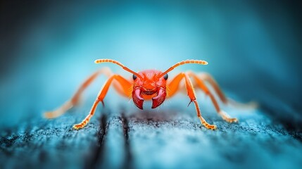 Close-Up of a Red Ant with Mandibles.