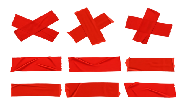 Pieces of red duct tape