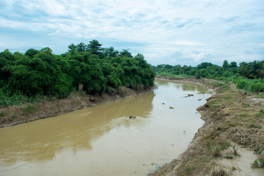 citarum river in karawang, west java