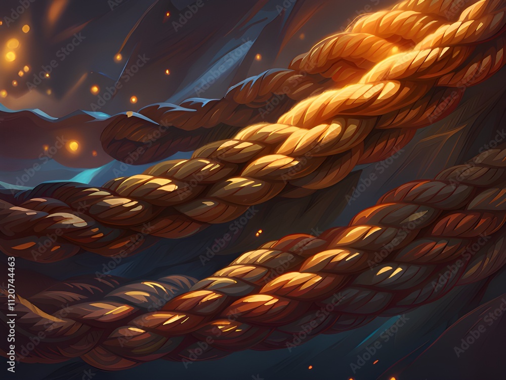 Poster digital composite of glowing light effect with rope