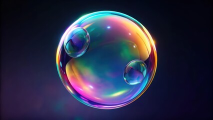 Iridescent bubble floating in a render space, iridescent, bubble,render, floating, reflection, shiny, colorful, sphere