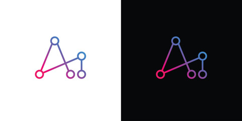 Modern Ai logo design featuring stylish network connections on a separate background