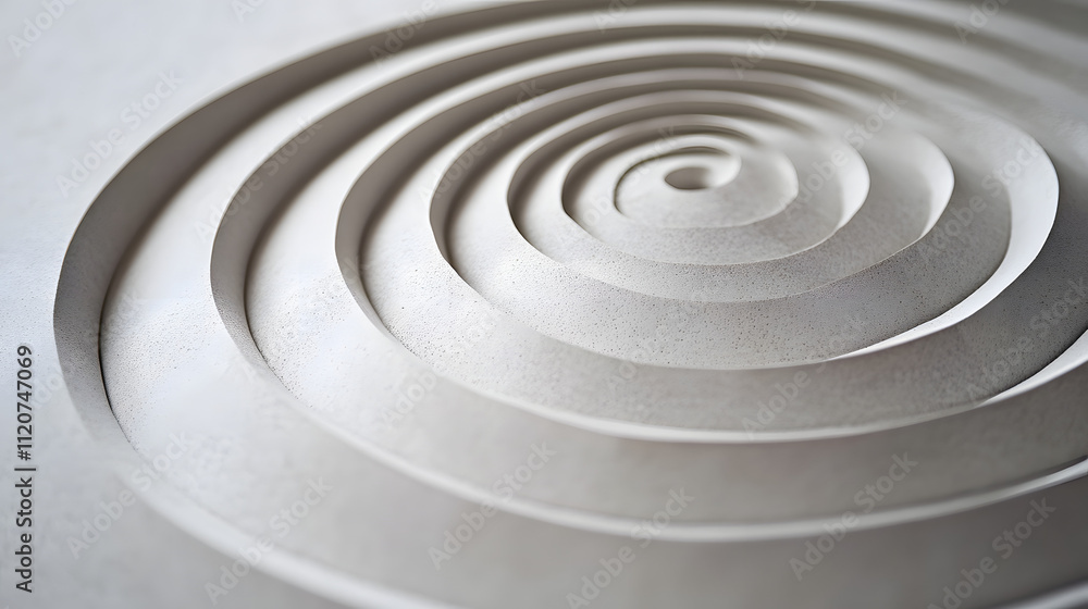 Aufkleber abstract close-up of a spiraling, concentric circle design in off-white. the texture is subtly granu